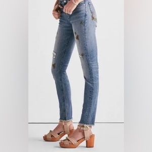 Lucky Brand Ava Embroidered Distressed Ankle Jeans